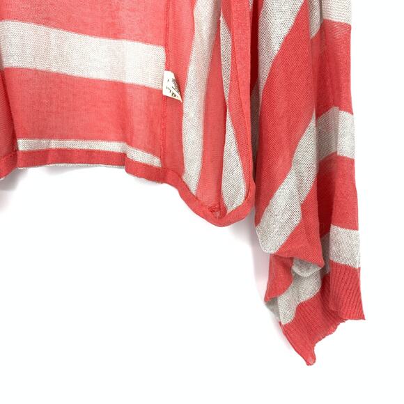 Anthropologie Moth Wrap Cardigan Sweater Womens Sz S/M Coral White Stripe NEW - Picture 4 of 7